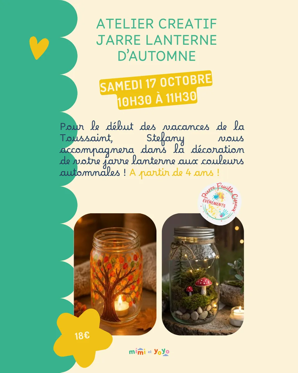 Atelier créatif: jarre lanterne d'automne