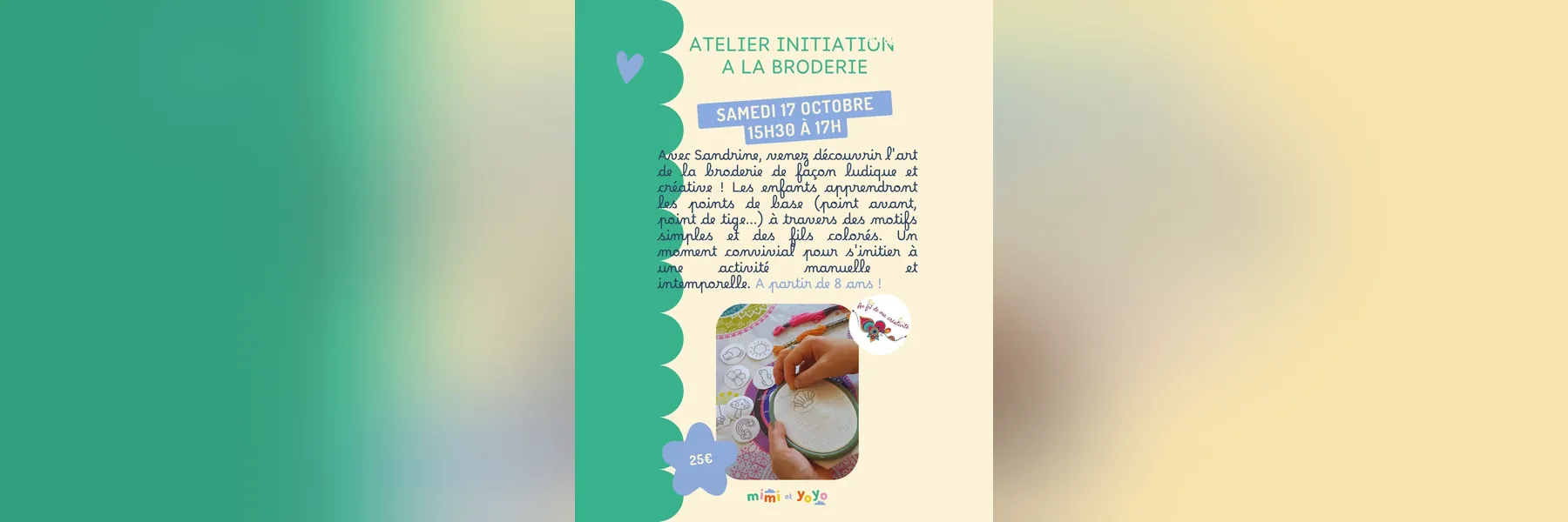 Atelier d'initiation à la broderie pour enfant