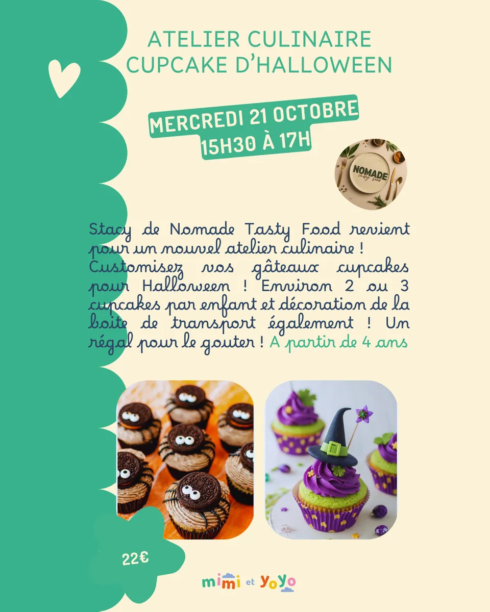 Atelier culinaire pour enfant: cupcake d'Halloween