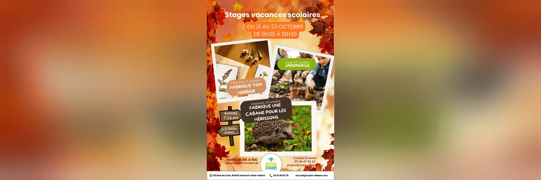 Stages vacances scolaires : nature & jardinage, pour les enfants